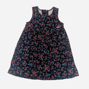 Vintage OshKosh Bgosh Dress Jumper Corduroy Floral Blue Red Green Girls 5 USA